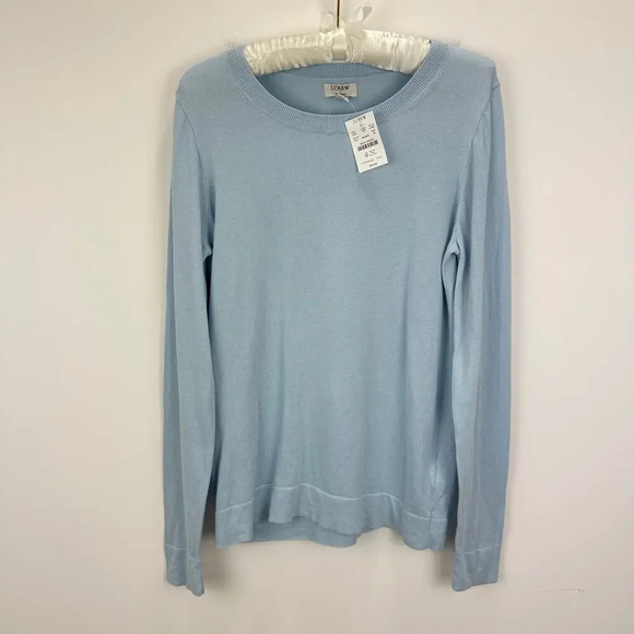 J. Crew Cotton Teddie Sweater Pullover Long Sleeve Round Neck Light Blue M NWT - Picture 5 of 12